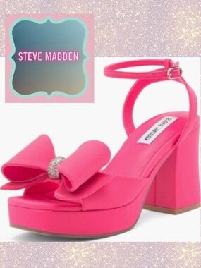 NWB! Steve Madden Aerin Platform Heels with Bow Hot Pink Size 8